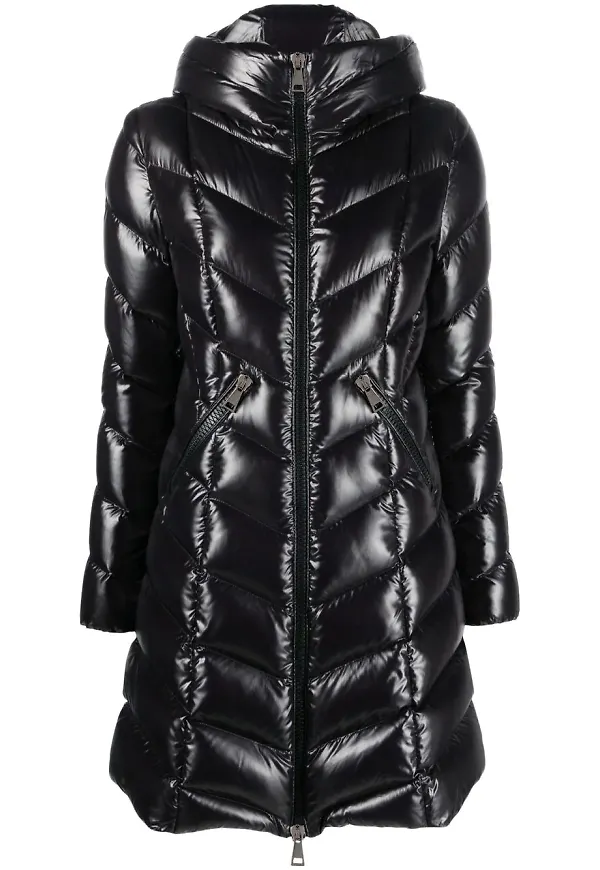 Moncler Marus glansig quiltad kappa - Svart