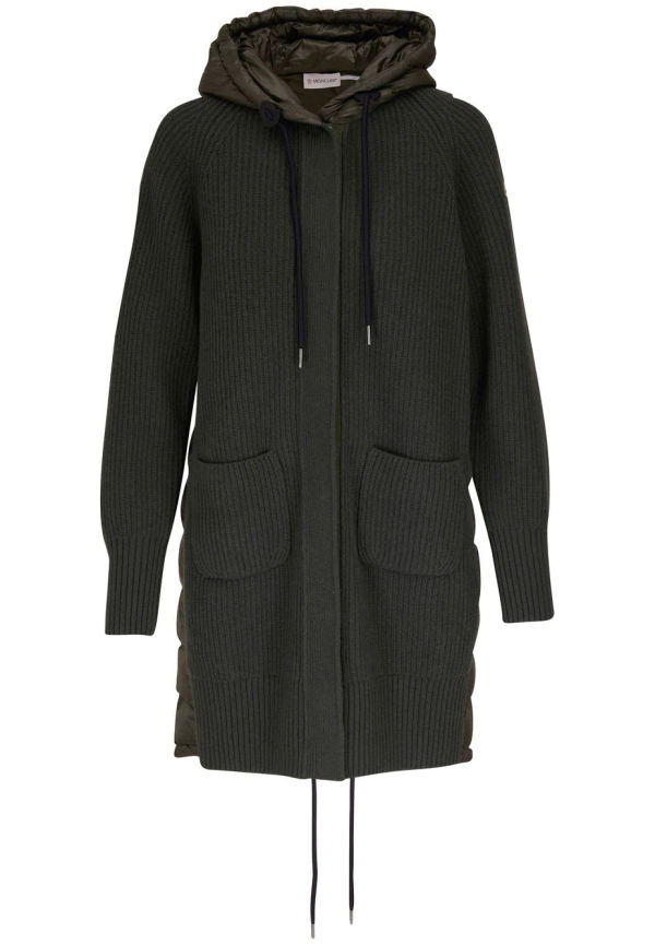 Moncler parkas med huva och kontrastpanel - Grön