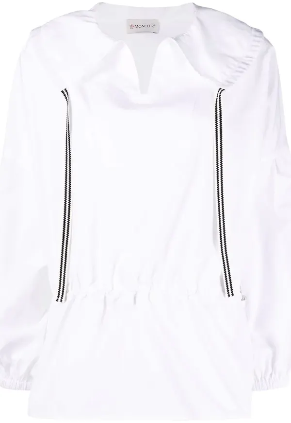 Moncler peplumblus med spread-krage - Vit
