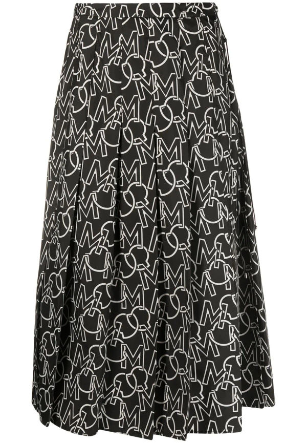Moncler plisserad kjol med logotyp - Svart