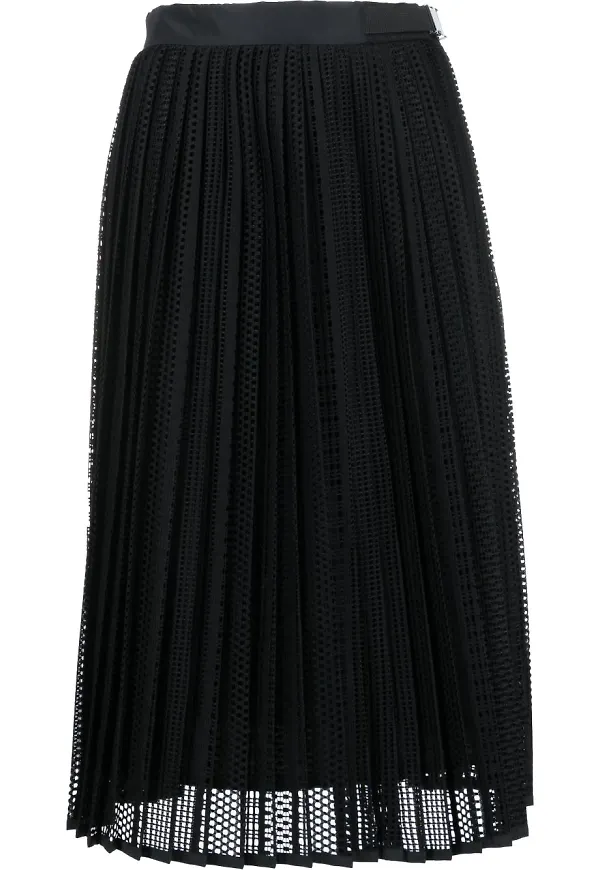 Moncler plisserad midikjol - Svart