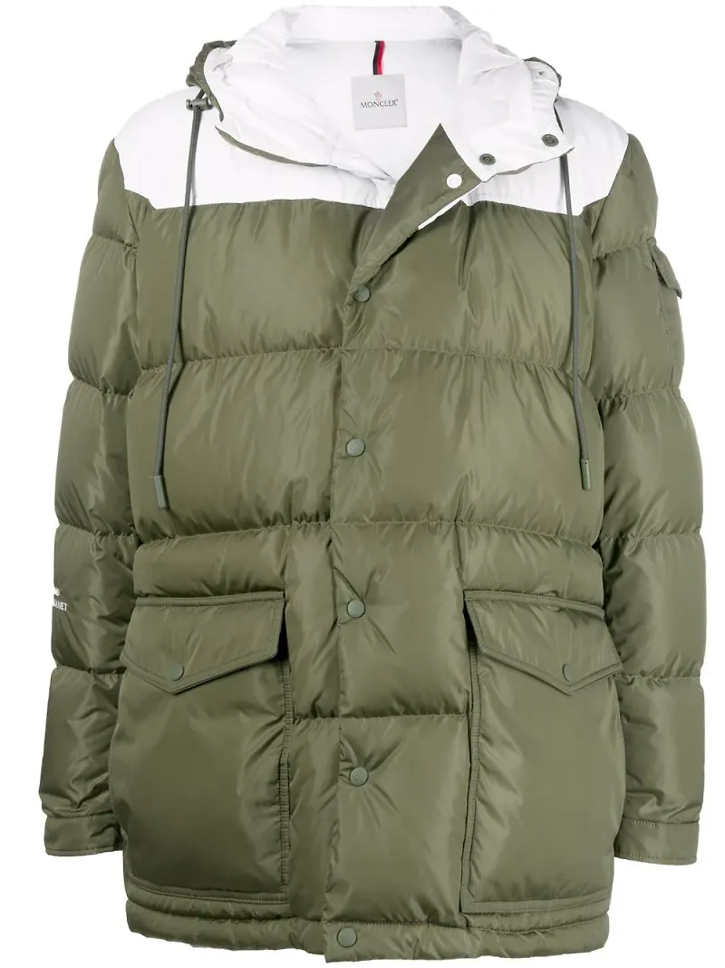 Moncler puffjacka med färgblock - Vit