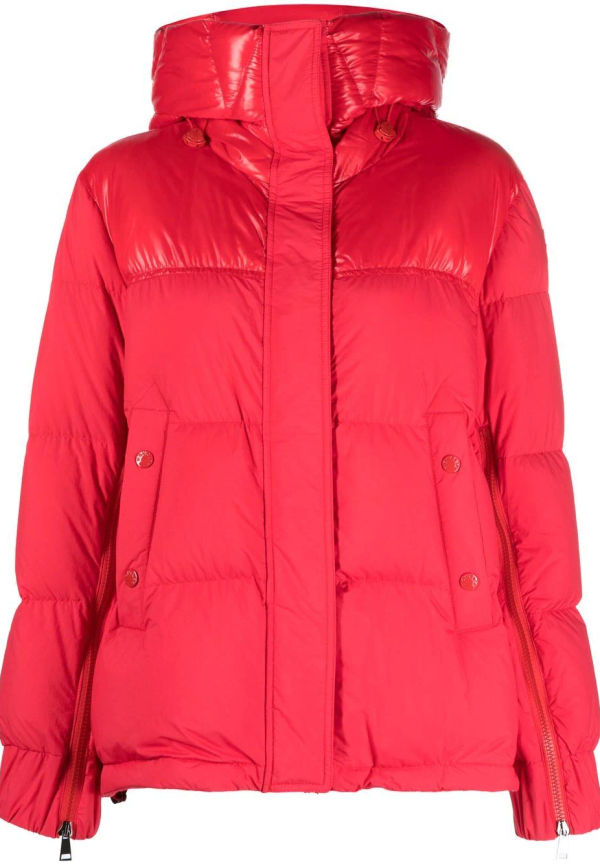 Moncler puffjacka med huva - Röd