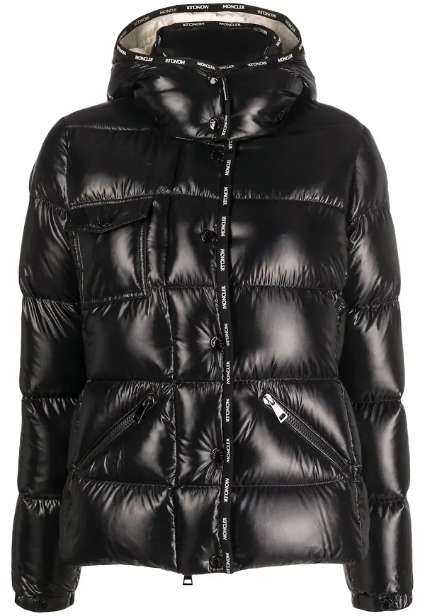 Moncler puffjacka med logotyp - Svart