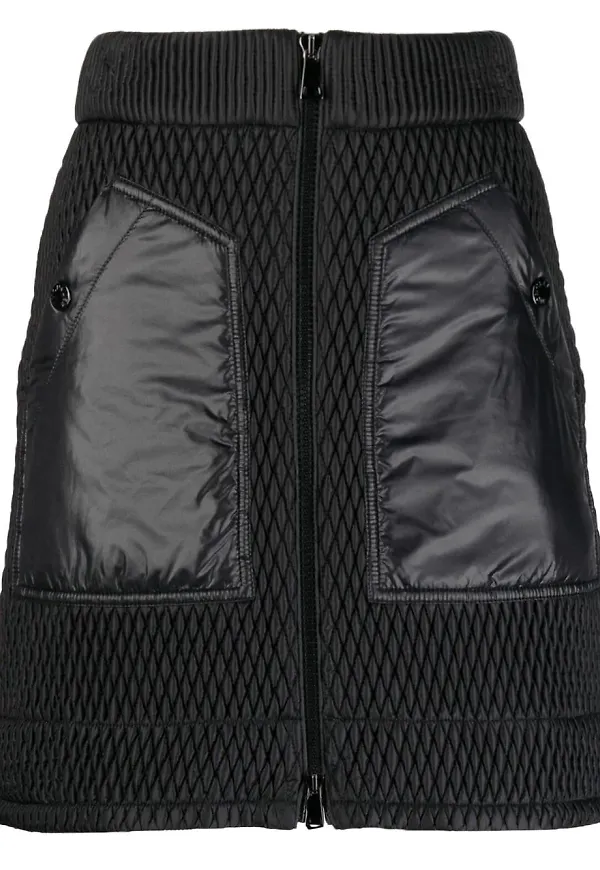 Moncler quiltad A-linjeformad minikjol - Svart