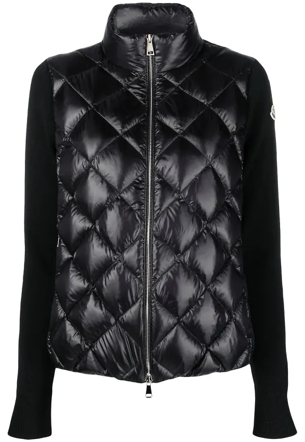 Moncler quiltad jacka med dragkedja - Svart