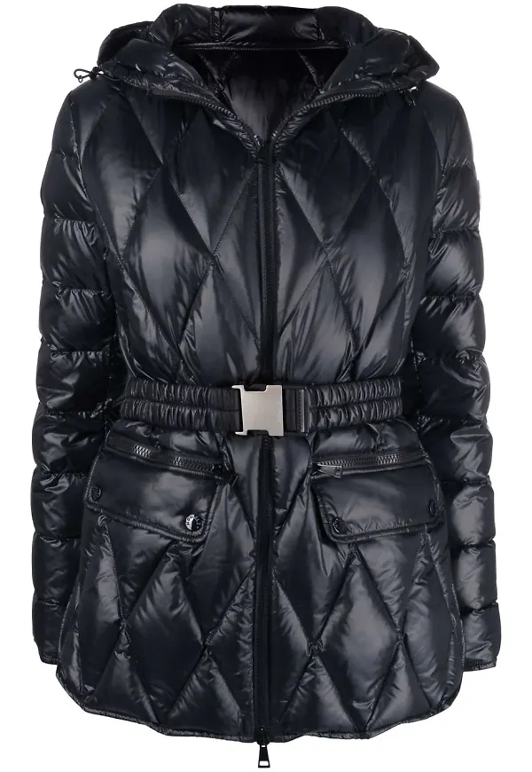 Moncler quiltad jacka med huva - Svart