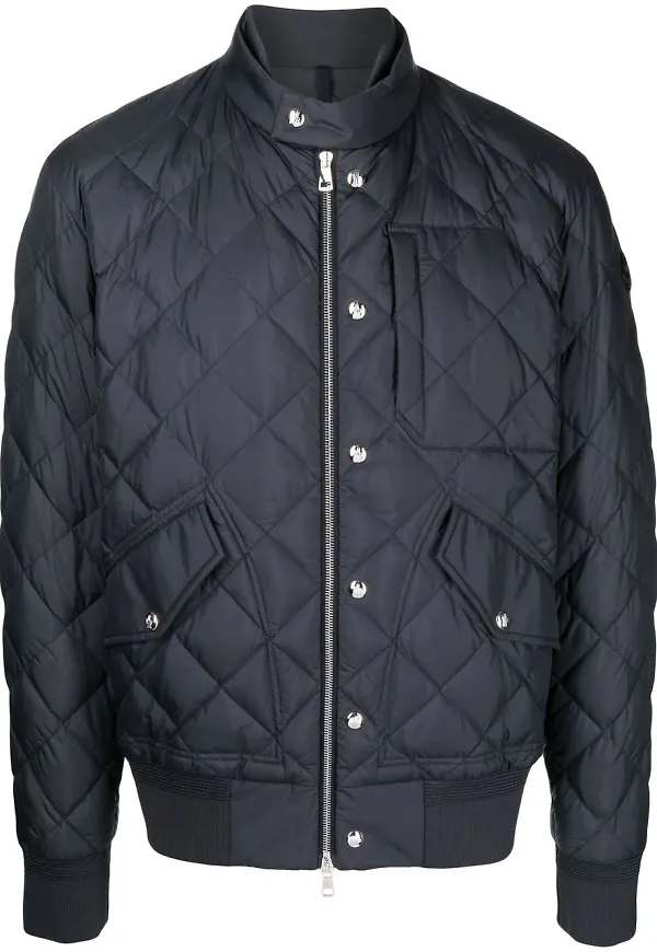 Moncler quiltad jacka med knäppning - Blå