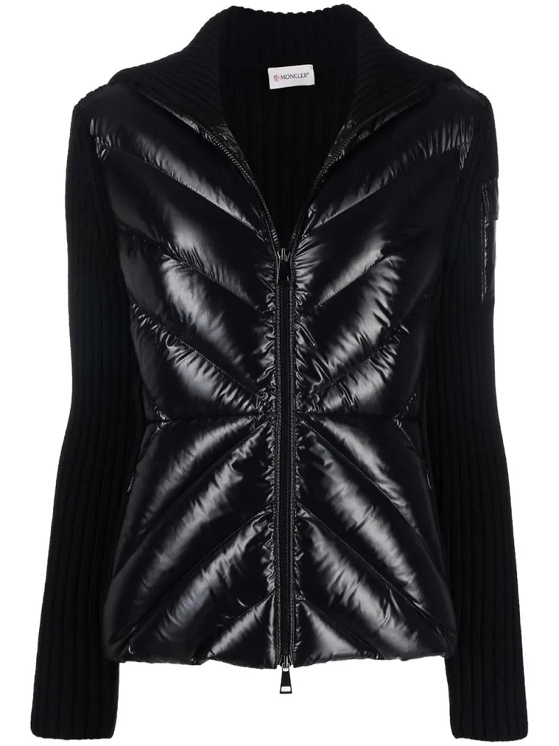 Moncler quiltad kofta med dragkedja - Svart
