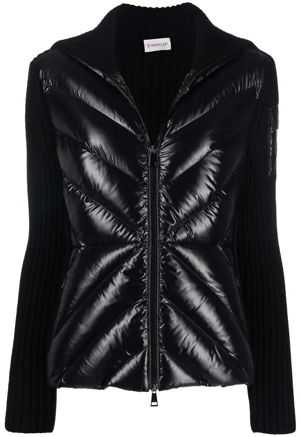 Moncler quiltad kofta med dragkedja - Svart