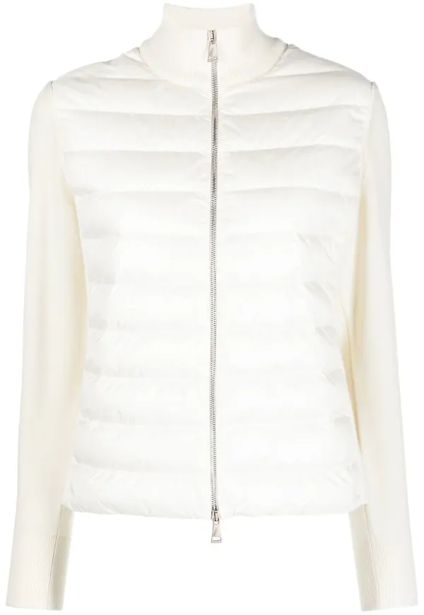 Moncler quiltad kofta med dragkedja - Vit