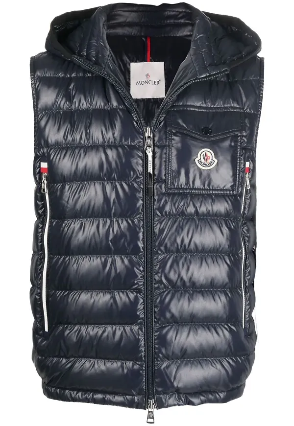 Moncler Ragot vadderad väst med logotyp - Blå