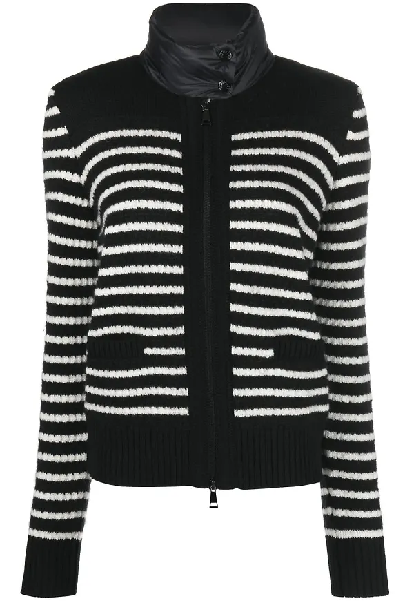 Moncler randig dunjacka - Svart