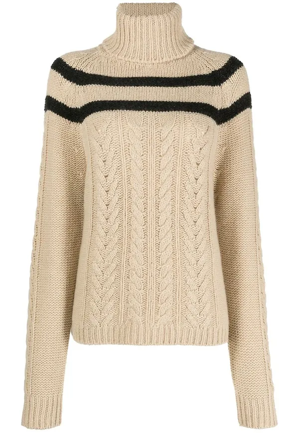 Moncler randig kabelstickad tröja - Neutral