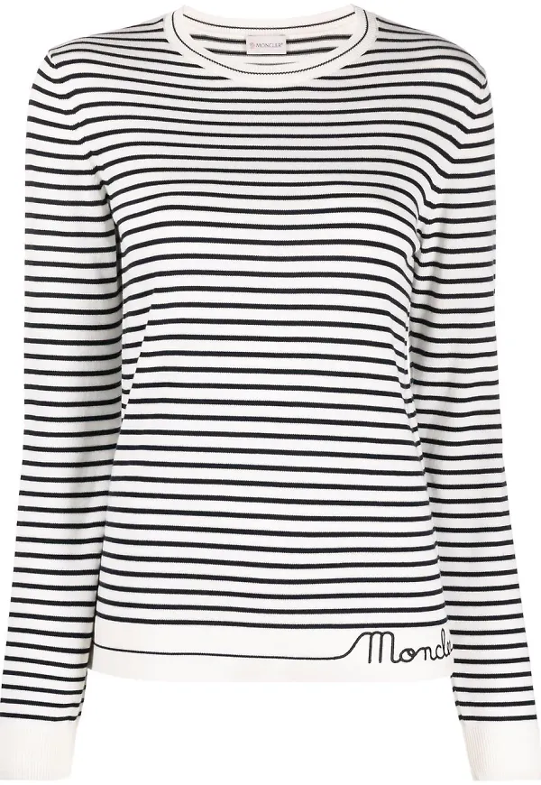 Moncler randig stickad tröja - Vit