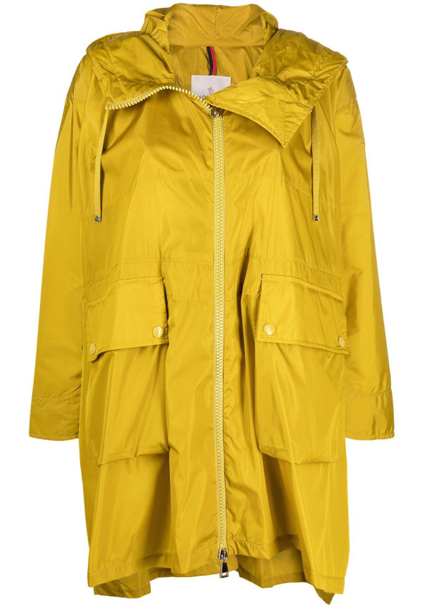 Moncler regnkappa med asymmetrisk fåll - Gul