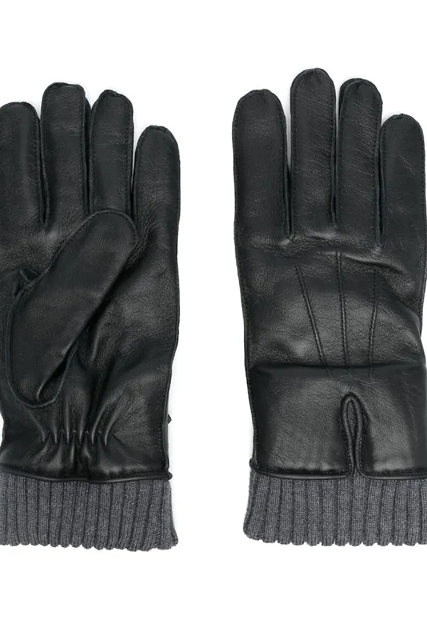 Moncler ribbed cuff gloves - Svart