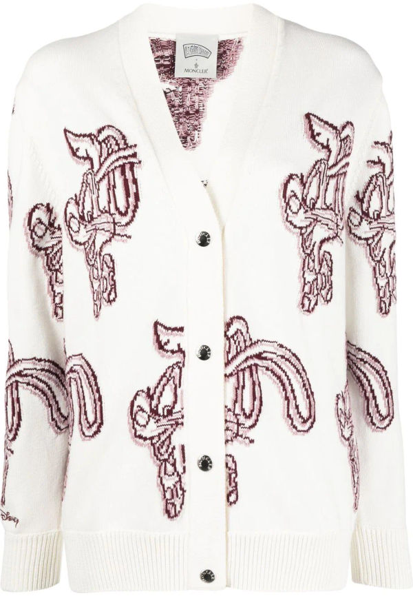 Moncler Roger Rabbit v-ringad kofta - Vit