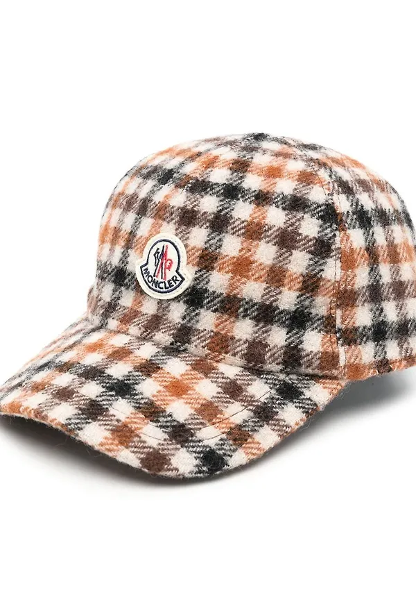 Moncler rutig ullkeps - Brun