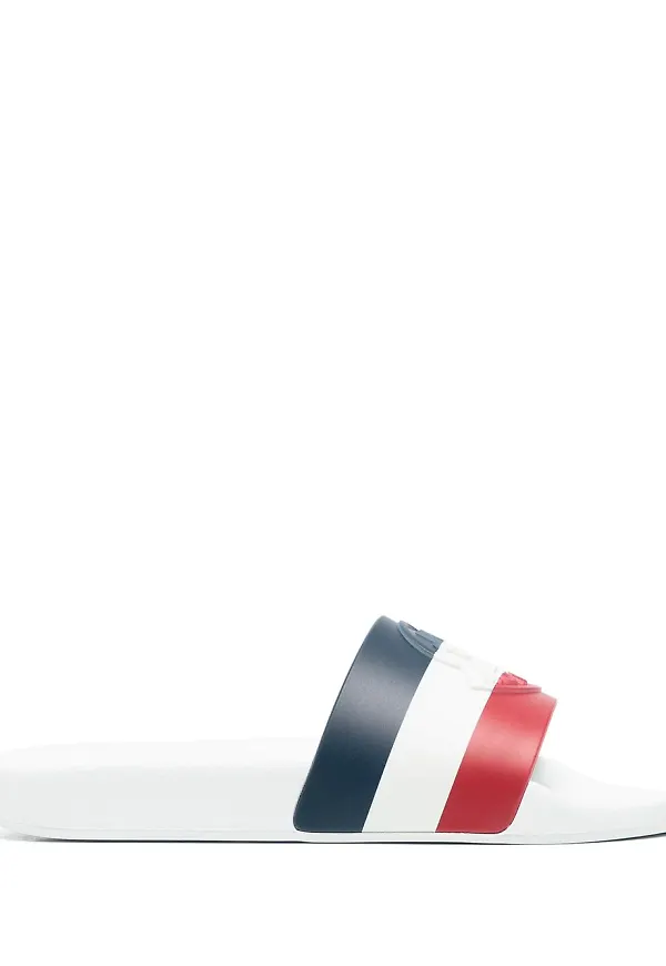 Moncler RWB randiga tofflor - Vit