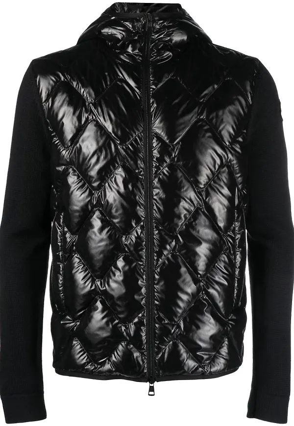 Moncler stickad kofta med vadderad panel - Svart