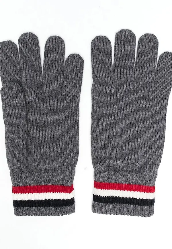 Moncler stickade handskar med randiga ärmslut - Grå