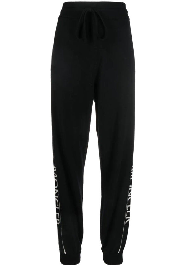 Moncler stickade trackpants med logotypband - Svart