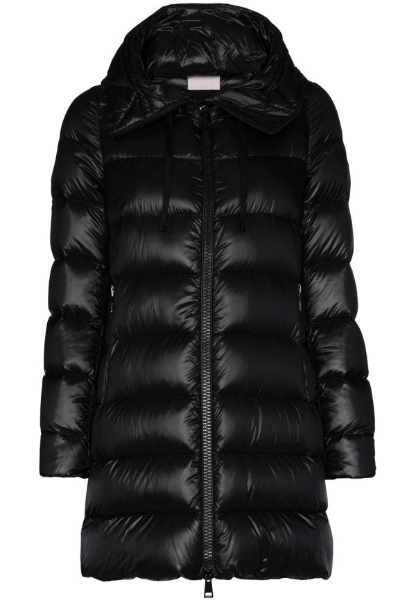 Moncler Suyen lång vadderad jacka - Svart