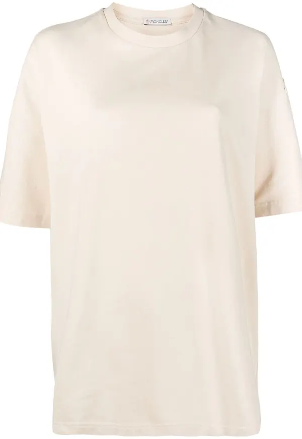 Moncler t-shirt med rundad hals - Neutral