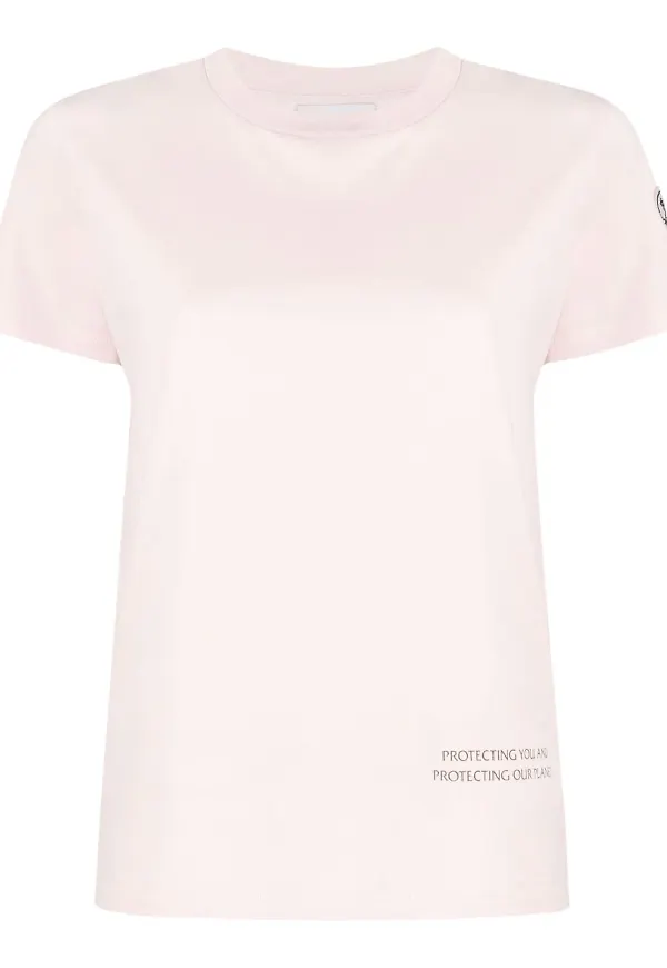 Moncler t-shirt med slogan - Rosa