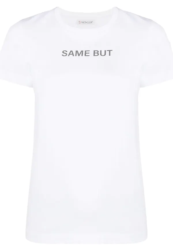Moncler t-shirt med slogan - Vit