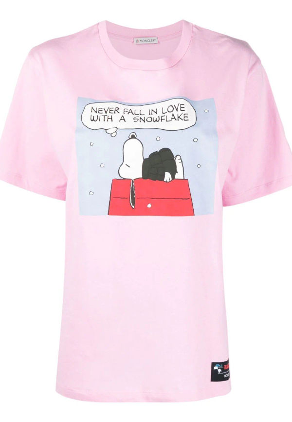 Moncler t-shirt med tryck - Rosa