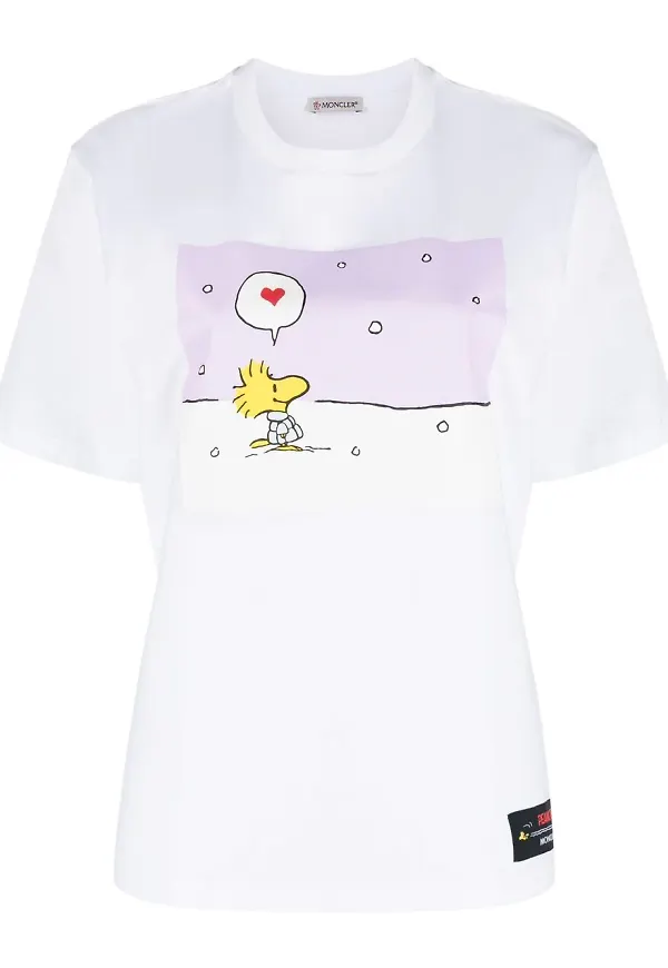 Moncler t-shirt med tryck - Vit