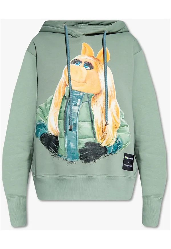 Moncler The Muppets Motif Hoodie Grön, Dam