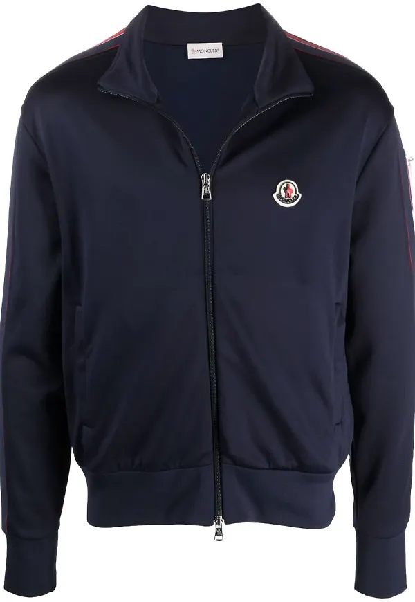 Moncler träningsjacka med logotypmärke - Blå
