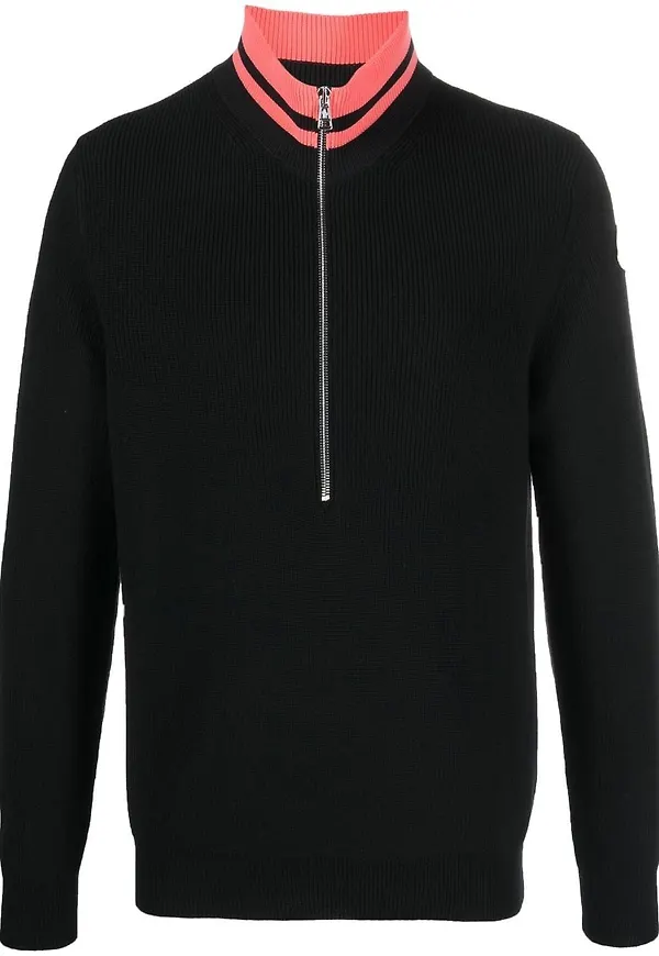 Moncler tröja med halv dragkedja - Svart
