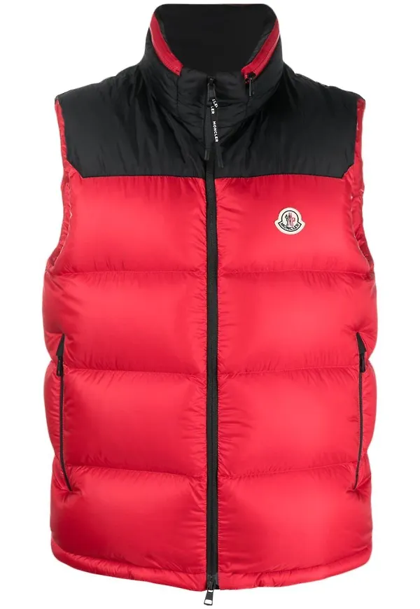 Moncler tvåfärgad vadderad väst - Röd