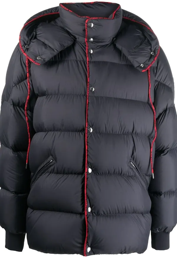 Moncler vadderad dunjacka med huva - Blå