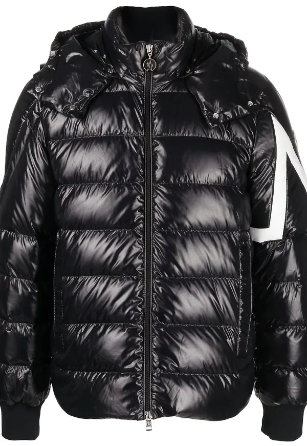 Moncler vadderad dunjacka med huva - Blå