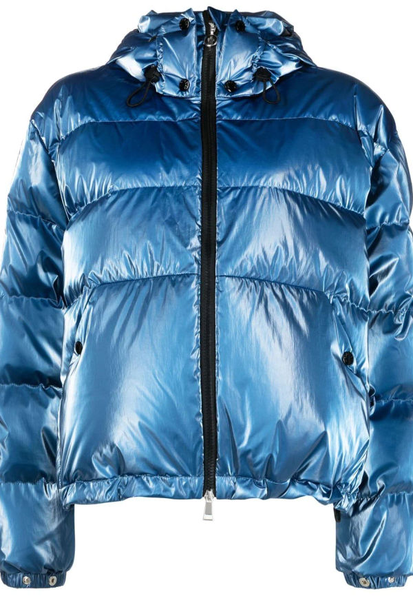 Moncler vadderad dunjacka med huva - Blå