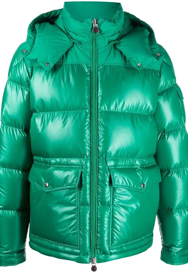 Moncler vadderad dunjacka med huva - Grön