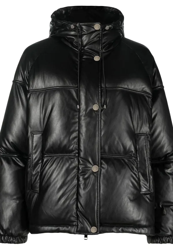 Moncler vadderad dunjacka med huva - Svart