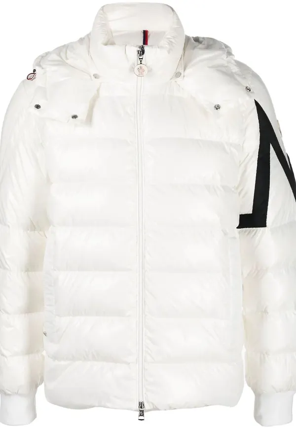 Moncler vadderad dunjacka med huva - Vit