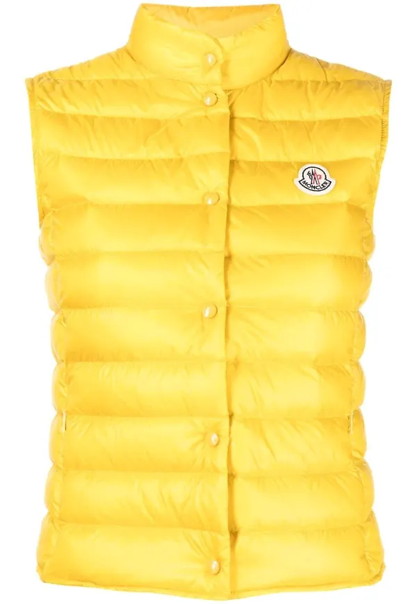 Moncler vadderad dunväst med logotyp - Gul