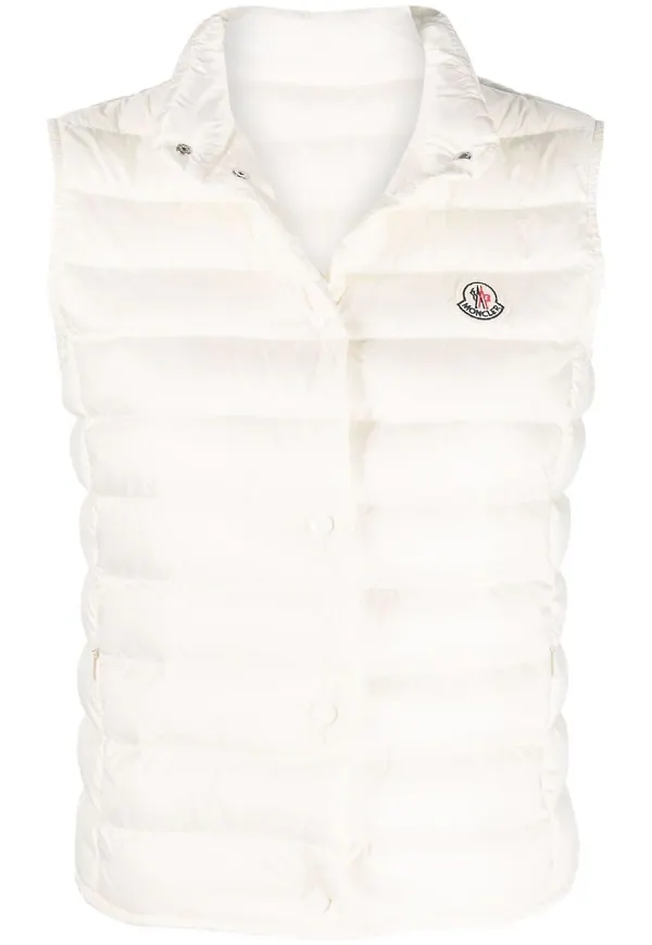 Moncler vadderad dunväst med logotyp - Vit