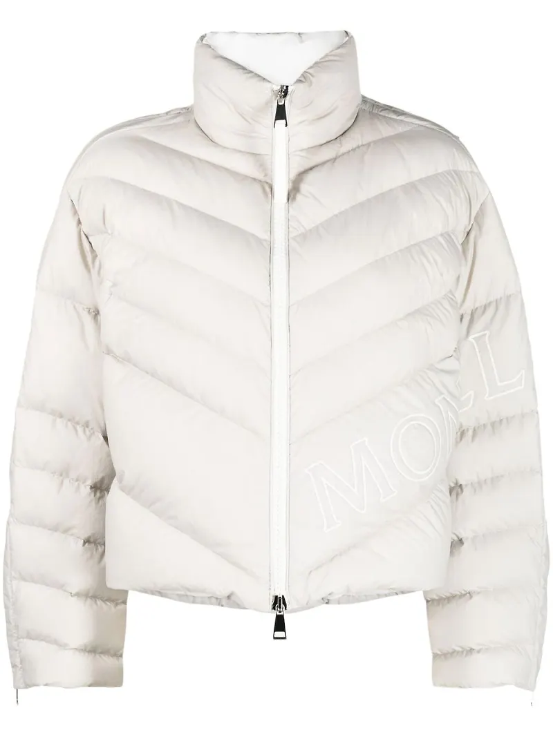 Moncler vadderad jacka med dragkedja - Grå