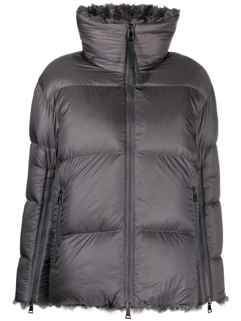 Moncler vadderad jacka med dragkedja - Grå