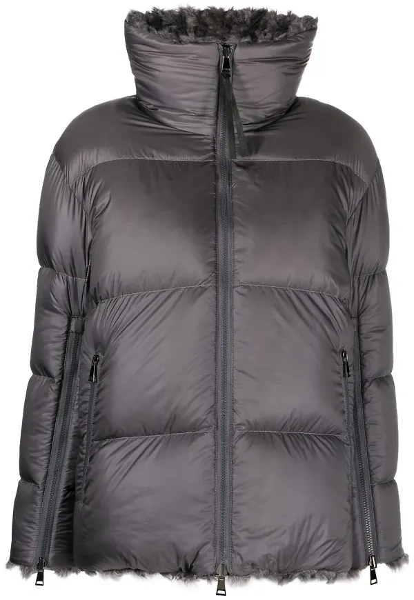 Moncler vadderad jacka med dragkedja - Grå