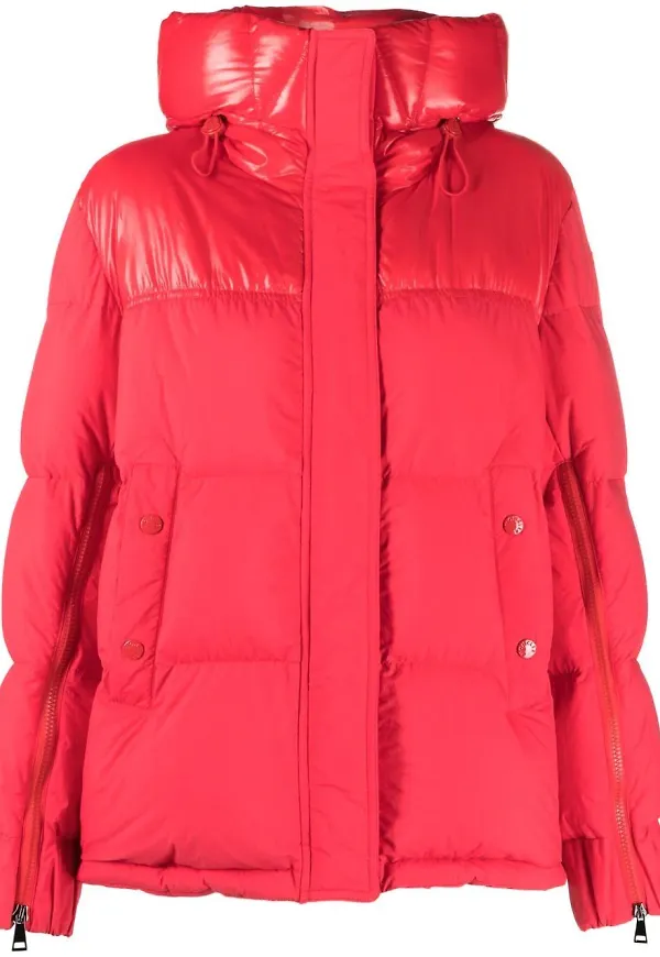 Moncler vadderad jacka med dragkedja - Röd