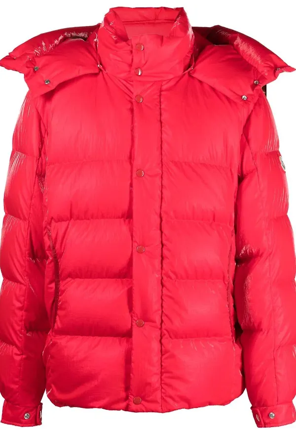 Moncler vadderad jacka med dragkedja - Röd